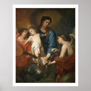 Poster Madonna et enfant avec des anges