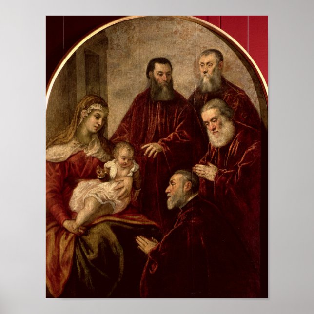 Poster Madonna et enfant avec quatre hommes d'État (Devant)