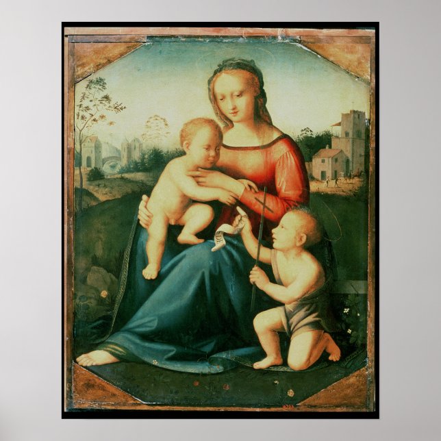 Poster Madonna et Enfant avec Saint Jean le Baptiste (Devant)