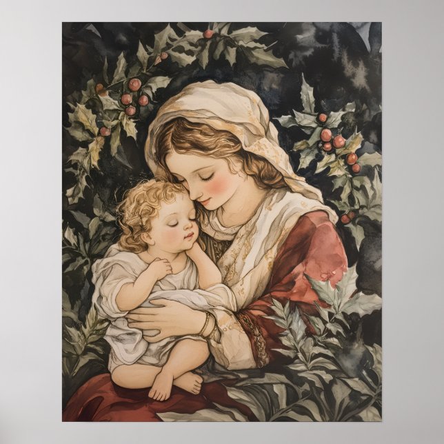 Poster Madonna et Enfants Vintage (Devant)