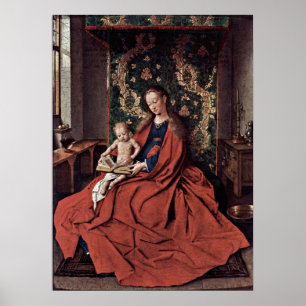 Poster Madonna et lecture enfant par Jan van Eyck