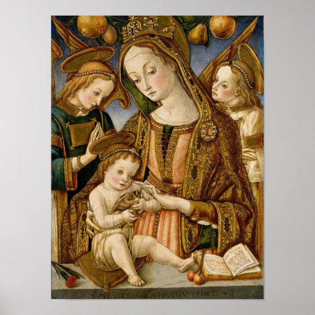 Poster Madonna et l'enfant avec deux anges (Devant)