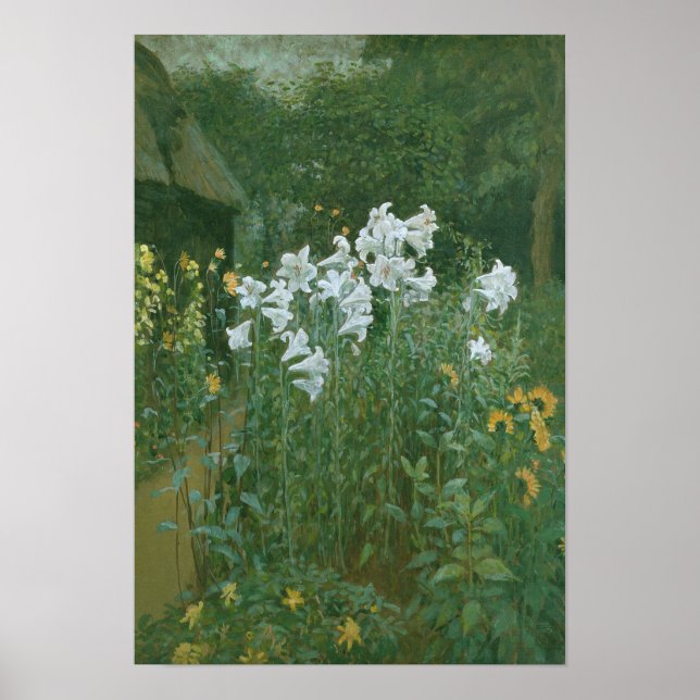 Poster Madonna Lilies dans un jardin (Devant)