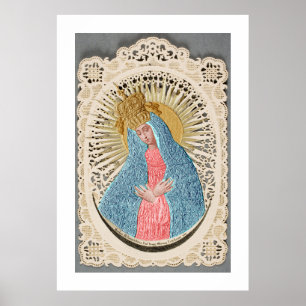 Poster Madonna Reine du Ciel sur dentelle