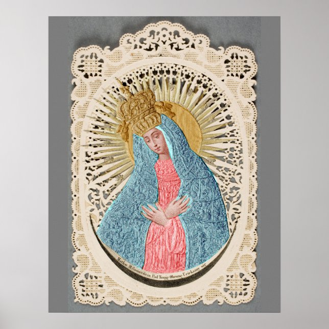 Poster Madonna Reine du Ciel sur dentelle (Devant)