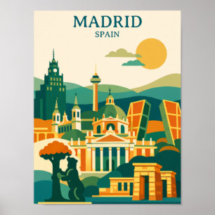 Poster Madrid Espagne Ciel de la Ville - Minimaliste Retr