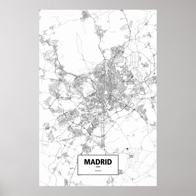 Poster Madrid, Espagne (noir sur blanc) (Devant)