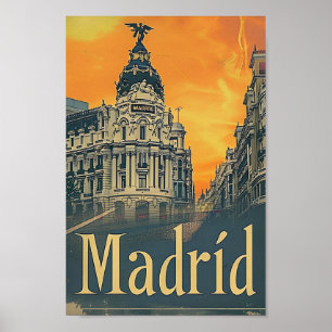 Poster Madrid Espagne Vintage Retro Voyage Illustration