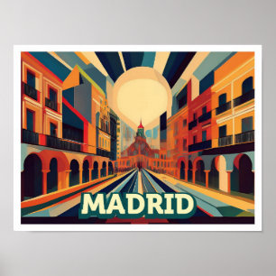 Poster Madrid Espagne Voyage artistique coloré