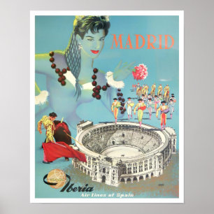 Poster Madrid Espagne voyage millésime