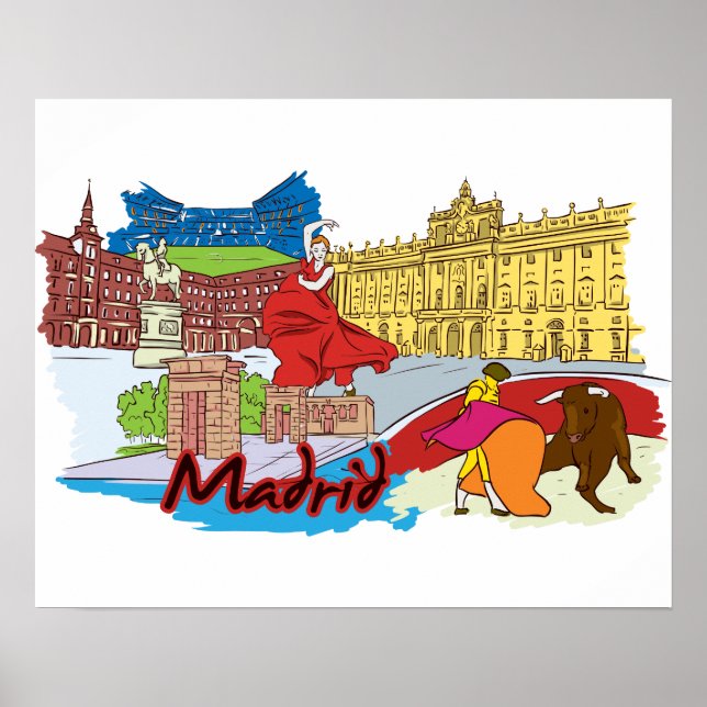 Poster Madrid Espagne Voyages (Devant)