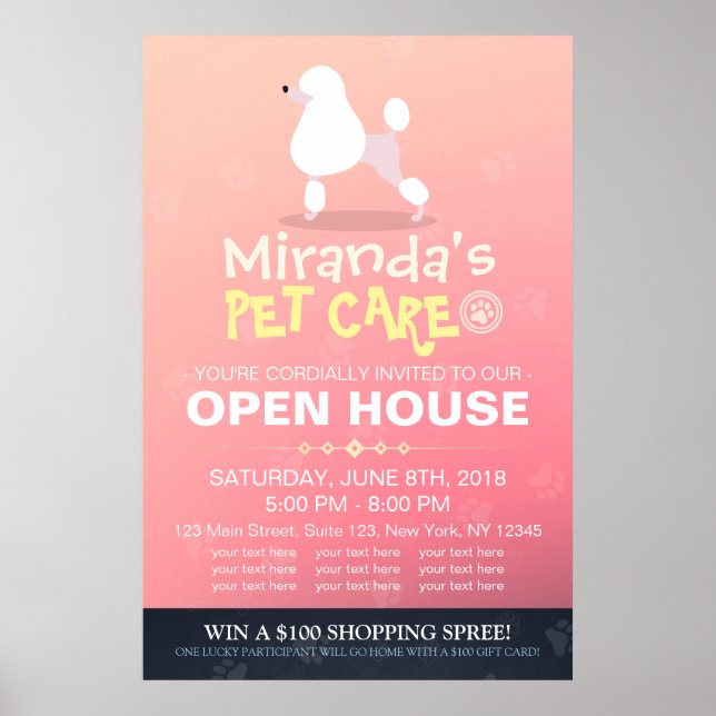 Poster Magasin d'animaux de compagnie de chien de caniche (Devant)