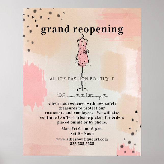 Poster Magasin de vêtements réouverture Abstrait Blush (Devant)