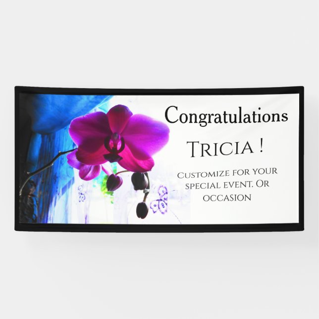 Poster, Magenta Orchid, colour background options Banner (Horizontal)