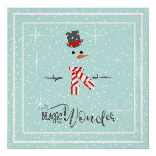 Poster Magic and Wonder Christmas Snowman Mint ID440