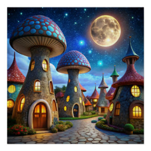 Poster Magic Mushroom World : 4K Ultra-réaliste moderne