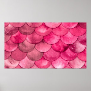 Poster Magic Sirène Couleur rose pâle Échelles Aquarelle