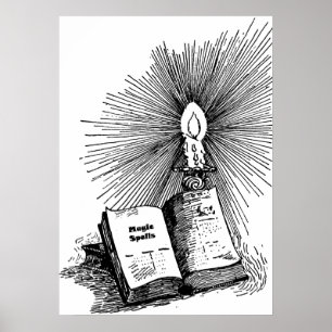 Poster Magic Spells Book Candle Witchcraft art 