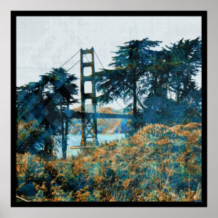 Poster Magic Sunset Bridge Blue_orange