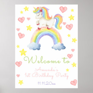 Poster Magic Unicorn Premier anniversaire Bienvenue