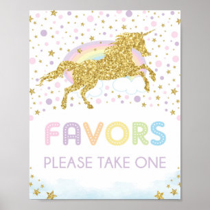 Poster Magical Rainbow Unicorn / Favoris fête d'anniversa