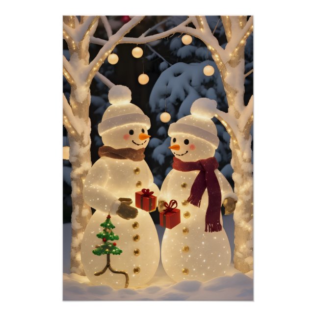 Poster Magical Snowman Christmas Lights (Devant)