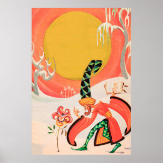 Poster Magicien qui joue un sort sur une fleur