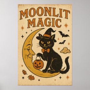 Poster Magie de Halloween Vintage au Clair de Lune