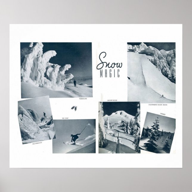 Poster Magie de neige, images vintages de ski (Devant)