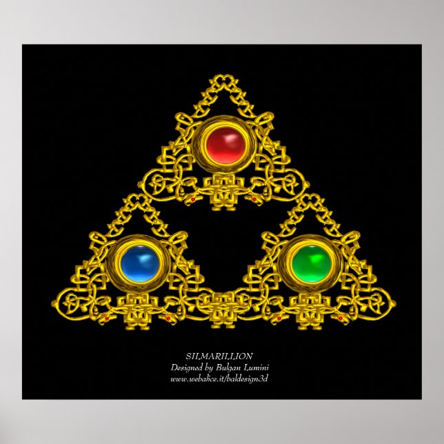 POSTER MAGIQUE ELFIC TALISMAN /GOLD TRIANGLE AVEC GEMSTON (Devant)