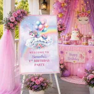 Poster Magique Licorne Pastel Fille Anniversaire Bienvenu
