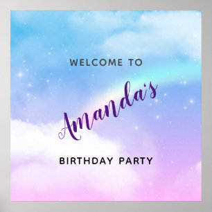 Poster Magique Pastel Nuds et un Rainbow Birthday