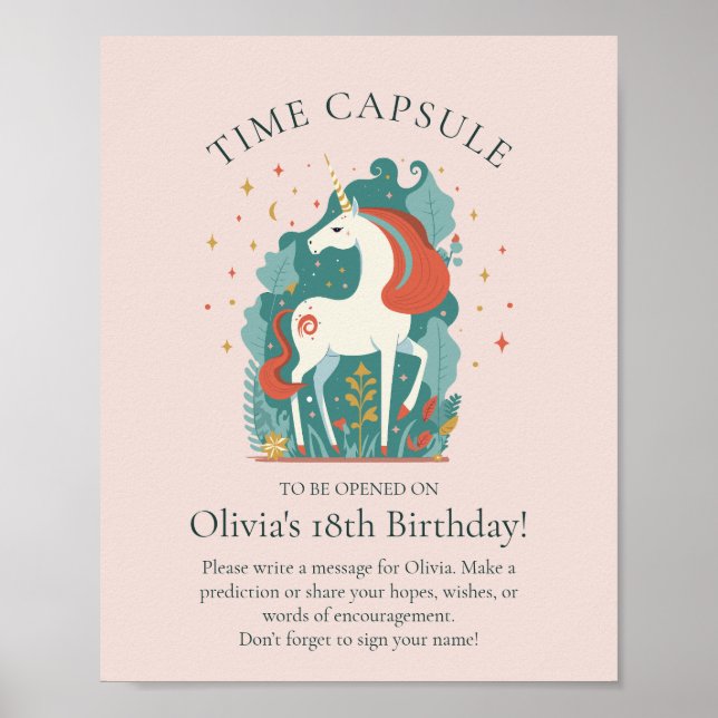Poster Magique Unicorne Anniversaire Baby shower temps Ca (Devant)