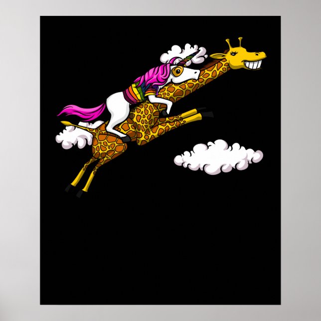 Poster Magique Unicorne équitation Giraffe Animaux amusan (Devant)