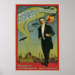 Poster magique vintage, brosse le grand magicien