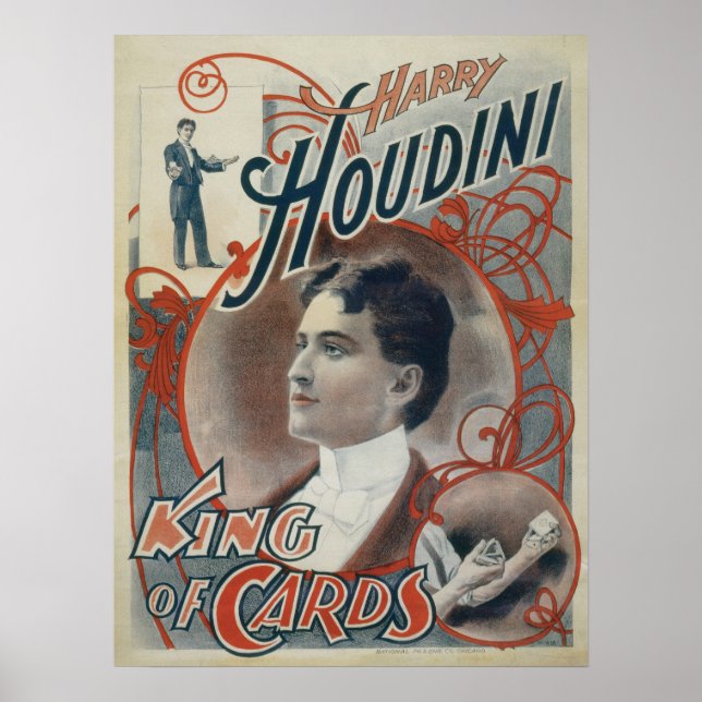 Poster magique vintage, Magicien Harry Houdini (Devant)