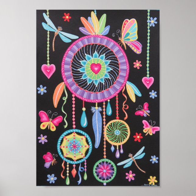 Poster Magnifique art de Dreamcatcher Mandala par Soozie  (Devant)