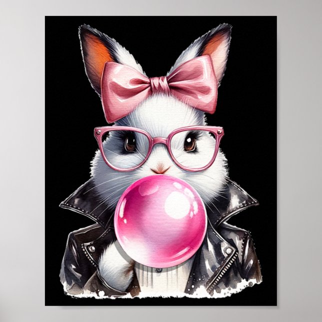 Poster Magnifique Bunny de Pâques de 50 rétro soufflant d (Devant)