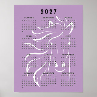 Poster Magnifique calendrier mural de chevaux 2027