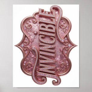 Poster Magnifique design audacieux rose INVINCIBLE