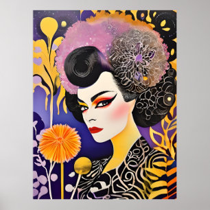 Poster Magnifique Drag Queen violet orange