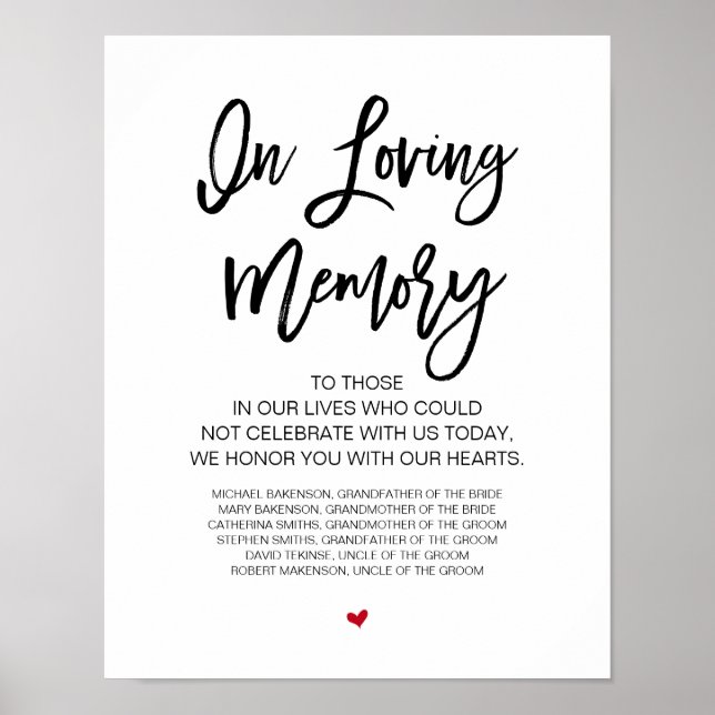 Poster Magnifique En Mémoire Amoureuse, Table commémorati (Devant)