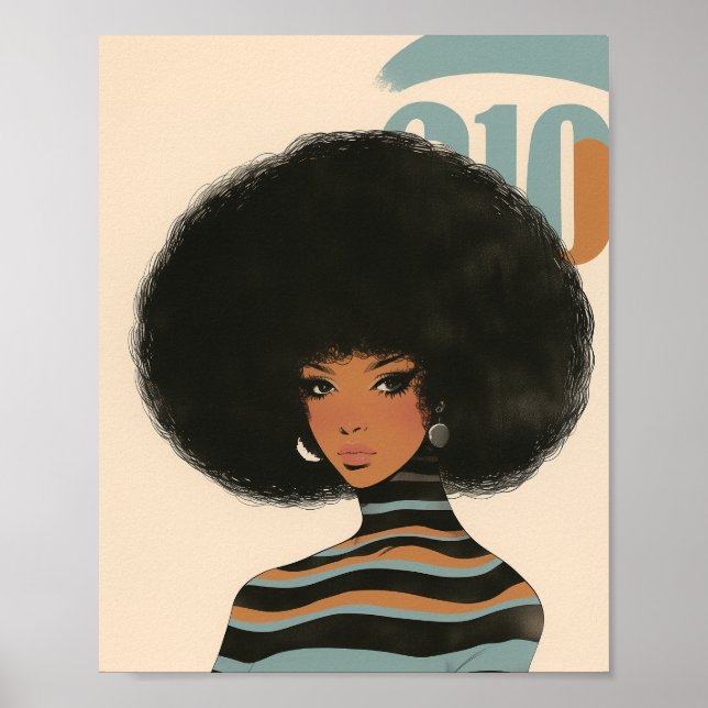 Poster Magnifique femme afro-américaine avec un afro (Devant)