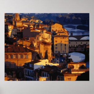 Poster Magnifique Florence Italie Coucher de soleil