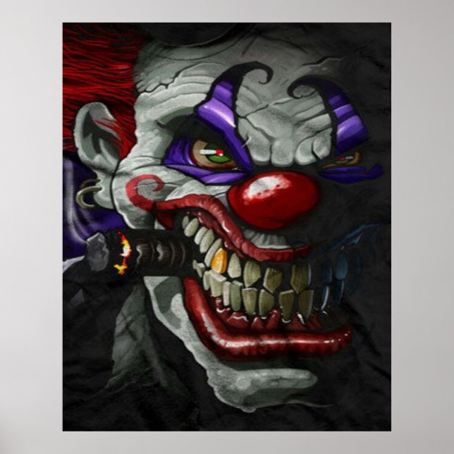 Poster Magnifique Killer Clown Dessin d'art horreur (Devant)