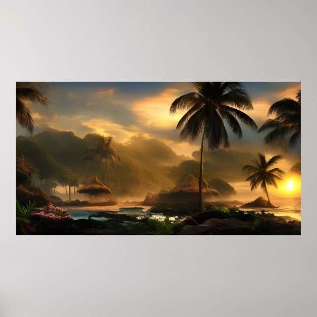 Poster Magnifique paysage tropical de l'île du Pacifique  (Devant)