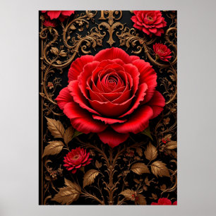 Poster Magnifique rose rouge conçue