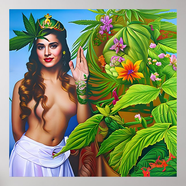 Poster Magnifique Sortie du monde Dreamy Cosmic Weed Godd (Devant)