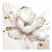 Magnolia blanc moderne Art en ligne doré Fleurs Ma