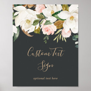 Poster Magnolia Élégant Panneau Personnalisé Noir & Bla